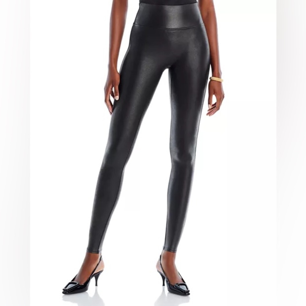 Spanx Faux Leather Black Leggings, S